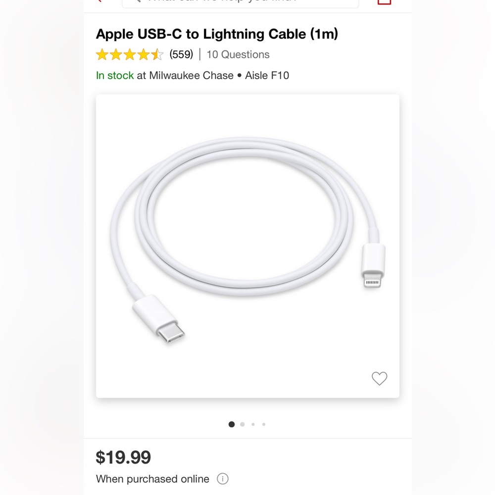 New Apple USB-C charger cable